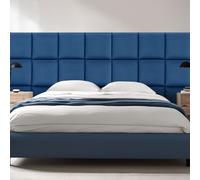 Coussin mural 'Carpino' Panneau rembourré Set de 4 velours 30 x 30 cm bleu marine