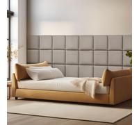 Coussin mural 'Carpino' Panneau rembourré Set de 4 velours 30 x 30 cm Gris clair