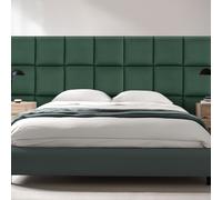 Coussin mural 'Carpino' Panneau rembourré Set de 4 velours 30 x 30 cm Vert foncé