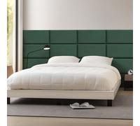 Coussin mural 'Carpino' Set de 3 panneaux rembourrés en velours 60 x 30 cm Vert foncé