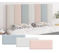 Coussin Mural, tête de lit Anti-Collision 3D Bleu Clair, Coussin Mural Autocollant pour Chambre et Salon, Panneau Mural rembourré, 60 x 50 cm, Installation Facile par Simple Collage