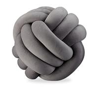 Relaxdays Coussin noué, Coussin canapé noué, décoratif, scandinave, Oreiller d’Ornement nœud, Ø 25 cm, Gris foncé