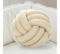 Coussin noué - Diamètre : 22 cm - Doux - Pour décoration de la maison, chambre à coucher, canapé - Beige