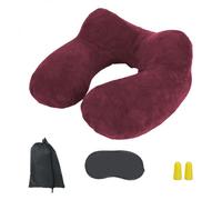 Coussin, oreiller de voyage gonflable avec bouchons d'oreilles, masque de nuit et sac de rangement - Prune - Vivezen