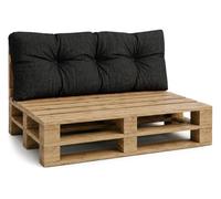 Coussin palette de jardin Coussin de dossier 120 x 40 cm - coussins exterieur et interieur gros oreiller pour d'assise canapé banc balcon banquette et terrasse 120 x 40 Graphite Lin Écologique