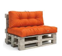 Coussin Palette - Lot de 2 Matelas Palettes pour extérieur ou intérieur - Coussins Capitonnés Moelleux - Déperlant et antiUV - Assise 120x80cm - Dossier 120x40cm - Orange - Déco Arts