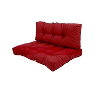 Coussin Palette - Lot de 2 Matelas Palettes pour extérieur ou intérieur - Coussins Capitonnés Moelleux - Déperlant et antiUV - Assise 120x80cm - Dossier 120x40cm - Rouge Piment - Déco Arts