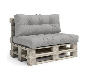Coussin Palette - Lot de 2 Matelas Palettes pour extérieur ou intérieur - Coussins Capitonnés Moelleux - Déperlant et antiUV - Assise 120x80cm - Dossier 120x40cm - Gris Galet - Déco Arts