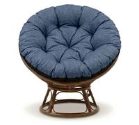 Amazinggirl Coussin Fauteuil Suspendu 110 cm - Coussin Oeuf Suspendu & Papasan Rond - Grande Assise déperlante rembourrée pour Jardin Terrasse Véranda Salon et Intérieur Bleu Jean Lin écologique