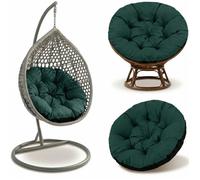 Amazinggirl Coussin Fauteuil Suspendu 110 cm - Coussin Oeuf Suspendu & Papasan Rond - Grande Assise déperlante rembourrée pour Jardin Terrasse Véranda Salon et Intérieur Vert Teinte B