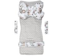 Medi Partners Poussette Coussin Bebe Reducteur Siege Cushions Matelas Chaise Haute - Réducteur Universelle Minky Coton Cushion Seat pour Bébé 78x35cm (Cerf en Feuilles avec Minky Gris)