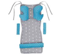 Medi Partners Coussin universel pour le siège et la poussette 5 pièces insert de poussette superposition pour ceintures + pour le serre-tête Minky Coton Medi Partners (Étoiles avec turquoise Minky)