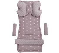 Coussin Papillon Medi Partners Coussin universel pour le siège et la poussette, 5 pièces, Étoiles blanches sur gris avec gris Minky