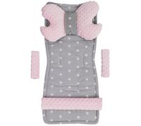 Medi Partners Poussette Coussin Bebe Reducteur Siege Cushions Matelas Chaise Haute - Réducteur Universelle Minky Coton Cushion Seat pour Bébé 78x35cm (Étoiles blanches avec rose clair Minky)