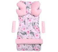 Coussin Papillon Medi Partners Coussin universel pour le siège et la poussette, 5 pièces, Fleurs avec rose clair Minky