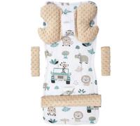 Coussin Papillon Medi Partners Coussin universel pour le siège et la poussette, 5 pièces, Mint Zoo avec Minky Beige