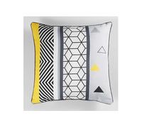 coussin passepoil 40 x 40 cm polyester imprime yellow mix des. place Imprimé