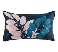Coussin passepoil rectangle imprimé végétal Belline - Bleu - 30 x 50 cm Bleu G