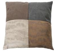 Coussin Patchwork 40x40cm Aspect Vieux Cuir Déhoussable - METRO - ALTOBUY Marron G