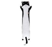 Coussin Peluche Allongé Chat Noir et Blanc 100cm