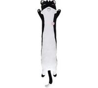 Coussin Peluche Allongé Chat Noir et Blanc 100cm - TOM