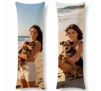Coussin Personnalisé, Housse Coussin Long 30x90cm 0j-76 | Traversin 90cm Impression Recto Verso Photo et Texte, Doux en Velours, Fermeture Éclair Invisible, Décoration de Lit Salon