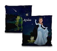 Coussin personnalisé Tiana et la Grenouille. Coussin personnalisé avec Photo et nom. Les Princesses de Disney. Les Super-héros. Imprimé à 100% sur Les Deux Faces. Remplissage Inclus. Tiana