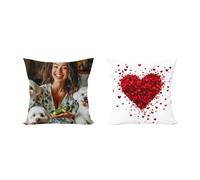 Coussin Photo personnalisé Couvrir Housse de Coussin à Personnaliser Oreiller Canapé Décoration de Maison Cadeau personnalisé Date d'anniversaire Mariage (45x45cm/17.72x17.72inch)