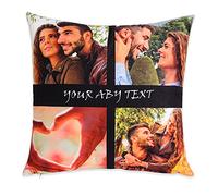 Coussin Photo Personnalisé Taie d'oreiller 40cm x 40cm Blanc 100% Polyester Couvrir Canapé Décoration de Maison Cadeau personnalisé Date d'anniversaire Mariage Souvenir (50x50cm/20x20inch,one sided)