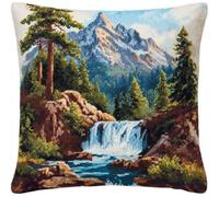 Coussin Point De Croix Taie D'Oreiller,Paysages De Montagne Et De Forêt 45X45Cm Adultes Enfants Débutants Avancé Taie D’Oreiller Housse De Coussin Tapis Diy Broderie Kits Ensemble Fait À La Main Arti