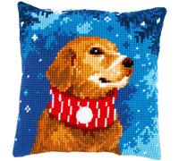 Coussin point de croix Vervaco "Het avec une écharpe", image de broderie pré-des