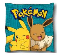 Coussin - Pokémon - Pikachu et Evoli - 40x40 cm - Bleu - Synthétique