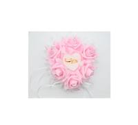 Coussin Porte-alliances en Forme de cœur,Coussin porte-alliance en dentelle pour mariage,Boîte de Bague de en Forme de Coeur Romantique Rose décor Anneau Oreiller Coussin,Porte Alliances Mariage Boîte