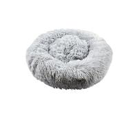Coussin pour animaux rond diamètre 50 cm en fourrure synthétique ultra douce gris - -