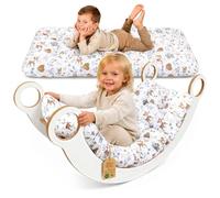 Coussin pour arc Montessori & bascule 60x120 cm - matelas de sol enfant réversible - assise détente lecture sieste pour la chambre bébé housse coton Oeko-Tex Cerf avec Ours