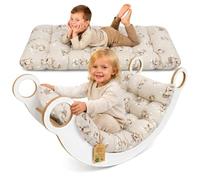 Coussin pour arc Montessori & bascule 60x120 cm - matelas de sol enfant réversible - assise détente lecture sieste pour la chambre bébé housse coton Oeko-Tex Girafes