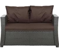 Coussin pour banc de jardin 110x50x7cm pour ensemble de meubles de jardin en poly rotin brun | coussin de dossier 2*56x50 | coussin lounge | coussin pour canapé en rotin 2 places