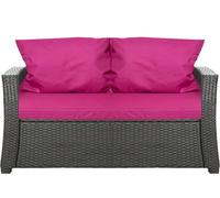 Coussin pour banc de jardin 110x60x7cm pour ensemble de meubles de jardin en polyrattan rose | coussin de dossier 2*56x50 | coussin de lounge | coussin pour canapé en rotin 2 places