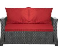 Coussin pour banc de jardin 130x60x7cm pour ensemble de meubles de jardin en poly rotin rouge | Coussin de dossier 2*56x50 | Coussin pour canapé en rotin 2 places | Coussins de jardin