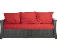 Coussin pour banc de jardin 140x60x7cm pour ensemble de meubles de jardin en poly rotin rouge | coussin de dossier 3*56x50 | coussin pour canapé en rotin 2 places | coussin de jardin