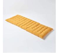 HOMESCAPES Coussin pour Banc de Jardin, Matelas de Sol, Coussin pour Banquette extérieure 2 Places, Coton - 108 x 42 x 5 cm - Jaune Moutarde