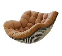 Coussin pour chaise à bascule imperméable - Salon - Confortable - Pour l'extérieur et l'intérieur - Coussin pour fauteuil papasan - Double - Pour jardin, terrasse (marron clair)