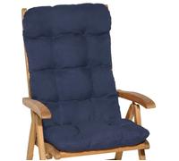 Beautissu Coussin Exterieur Jardin Flair HL - Coussin Chaise Jardin pour Chaise, Fauteuil ou transat de Jardin, terrasse ou Balcon - 120x50x8cm - Dossier Haut - Bleu foncé