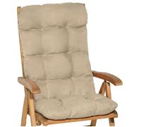 Beautissu Coussin Exterieur Jardin Flair HL - pour Chaise, Fauteuil ou transat de Jardin, terrasse ou Balcon - 120x50x8cm - Dossier Haut - Nature