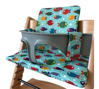 Coussin pour chaise haute bébé compatible avec la chaise Stokke Tripp Trapp, rembourré, imperméable, lavable, antidérapant, HANELLE. (Poissons)