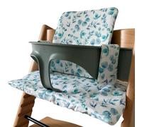 Coussin pour chaise haute bébé compatible avec la chaise Stokke Tripp Trapp, rembourré, imperméable, lavable, antidérapant, HANELLE. (Feuilles)