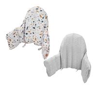Coussin pour chaise haute, coussin pour chaise haute IKEA Antilop, lot de 2 coussins pour chaise haute, coussin gonflable intégré, siège bébé plus confortable (gris rayé/fleur de pierre)