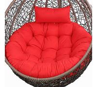 Coussin pour chaise suspendue, Coussin de siège de chaise pivotante suspendue d'extérieur, coussin de chaise hamac de jardin rond épais avec appui-tête réglable, coussins de chaise lavables(Red)