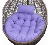 Coussin pour chaise suspendue, Coussin de siège de chaise pivotante suspendue d'extérieur, coussin de chaise hamac de jardin rond épais avec appui-tête réglable, coussins de chaise lavables(Purple)