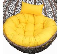 Coussin pour chaise suspendue, Coussin de siège de chaise pivotante suspendue d'extérieur, coussin de chaise hamac de jardin rond épais avec appui-tête réglable, coussins de chaise lavables(Yellow)